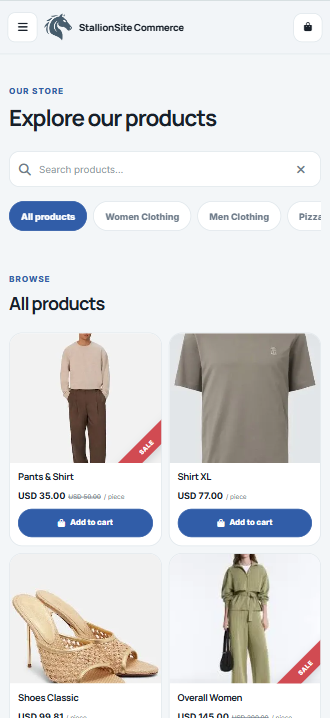 Mobile storefront product catalog